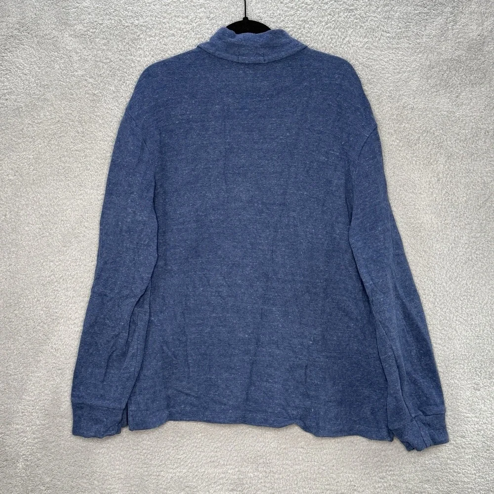 Ralph Lauren Polo Sweater Mens XL Blue Pony Mock Neck 1/4 Zip‎ Henley Pullover